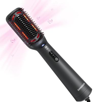 China Private Label Hair Styler Comb Fast Heating Round Home Use Ionic Negative Ions Electric Hair Brush Straightener for sale