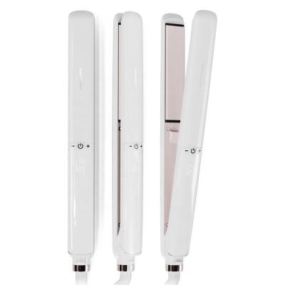 China Hotel Private Label Mini Portable Ionic Hair Straightener Professional Fast Heating 40W LED Display Small White Flat Iron for sale