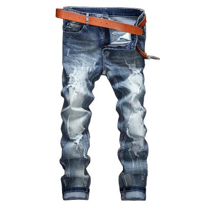 China Beggar 2022 Fashionable Men's Jeans Stretch Viable High Quality Ripped Jeans Men's Slim Denim Pants for sale