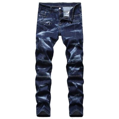 China 2022New Fashionable Men's Breathable Blue Thin Stretch Denim Customized Zipper Decorations Jeans For Men for sale