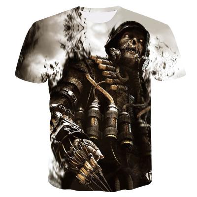 China QUICK DRY Black And White Short Sleeve Round Neck T-shirt Skull 3D Digital Print Top for sale