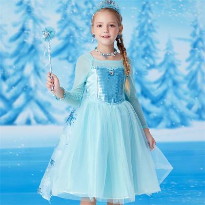 China Popular Princess Party Elsa Frozen Costume Genuine/Safe/Arreactive Halloween Cosplay Girl Dress Up Costume for sale