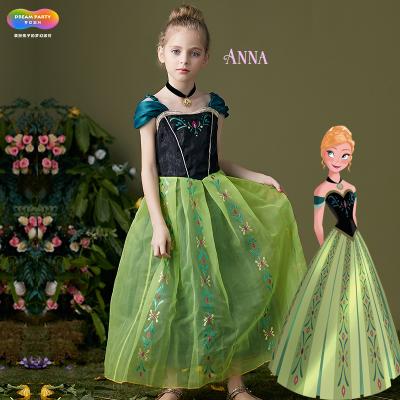 China Genuine/Safe/Attractive Hot Tender Princess Cosplay Disney Anna Green Dress Up Frozen Anna Dress Costume for sale