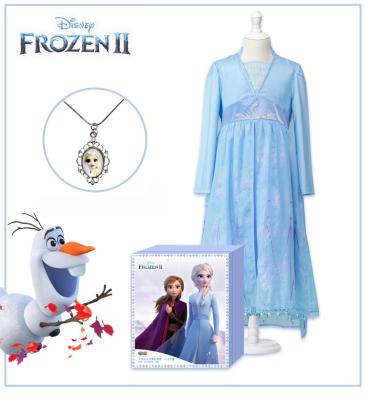 China Genuine/Unique/Comfortable/Safe Hot Sale Festival Children Character Elsa Cosplay Costum Dress Costume With Necklace for sale