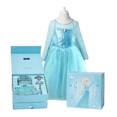 China Kids Genuine/Safe/Unique elsa costume Halloween dress frozen elsa costume with magic wand tiara and bag in box for sale