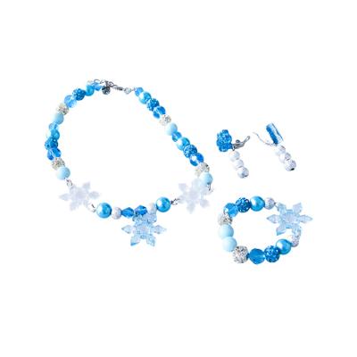 China Fashion Kids Blue 3 Piece Elsa's Birthday Jewelry Set Necklace, Bracelet and Earrings For Kids for sale