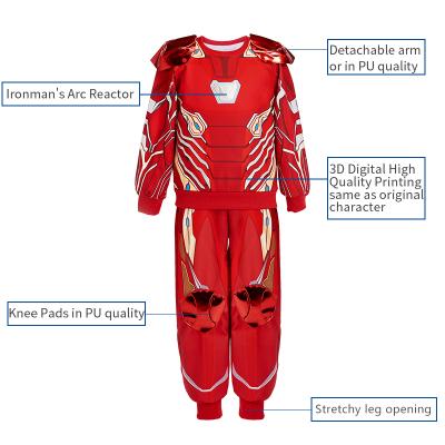 China 90% Polyester 10% Spandex Boys Superhero Dress Up Costume Role Play Halloween Party Classic Marvel Ironman For Kids for sale