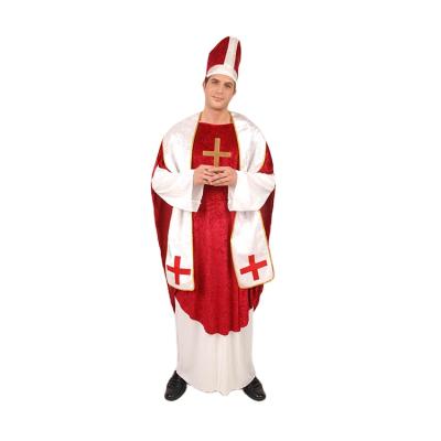 China Wholesale In-Stock Pope Adults Bishop Costume Halloween Cotume Safe/Easy Wearing Cardinal Gear for sale