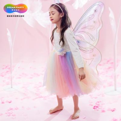 China Fairy Dress KIS Party Butterfly Anti-wrinkle Rainbow Dress Wearing Dresses With Wings for sale