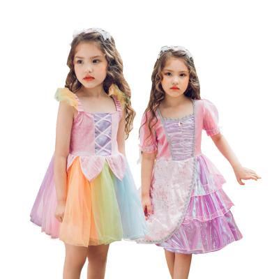 China Anti-wrinkle factory price fairy costume dress girl party rainbow kids girls dress for sale