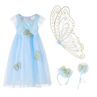 China Genuine/Safe/Comfortable Hot Trendy Blue Fairy Rose Butterfly Dress for Halloween Costume Girl Party for sale