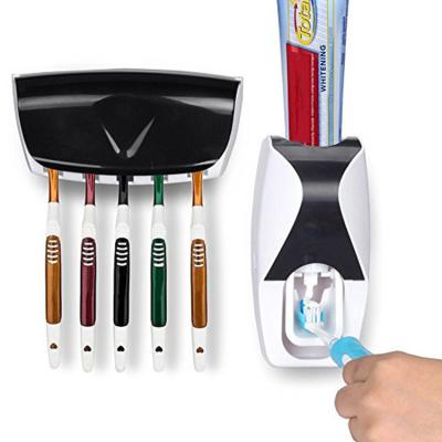 China Supplier Sustainable New Products Automatic Squeezing Toothpaste Dispenser With 5 Pcs Toothbrush Holder for sale