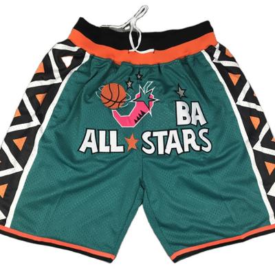 China Wholesale High Quality Antibacterial Retro Color Embroidery Basketball All-Star Splicing Shorts for sale