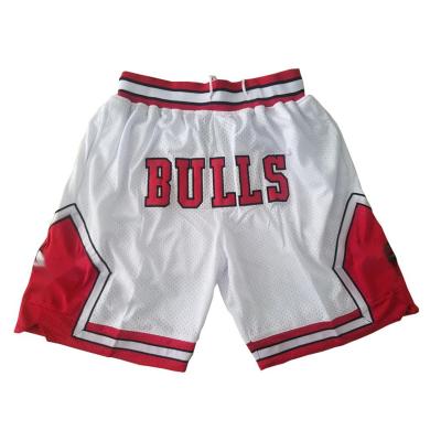 China Wholesale Antibacterial Embroidery Man Basketball Tank Top Shorts Retro Vintage Sweated Bulls Shorts Mens Basketball Shorts for sale