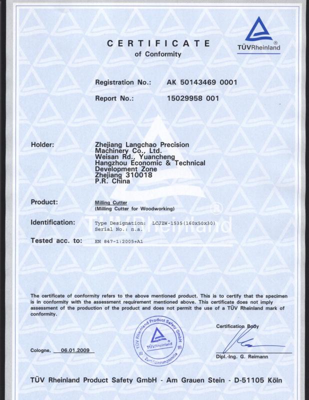 TUV Certifcate - Zhejiang Langchao Precision Machinery Co., Ltd.