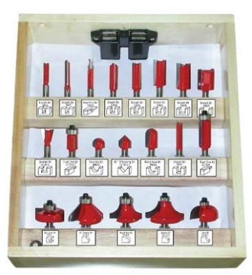 Cina 20 Set falegnameria TCT router bit set in 45 #carbon acciaio verniciato rosso in vendita