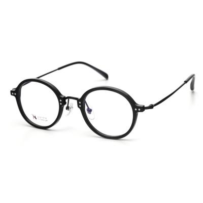 China AT-1101 Titanium Optical Frames Round Acetate Titanium Glasses Eyeglasses Prescription Vintage News Optical Glasses Eyewear Myopia Glasses zu verkaufen