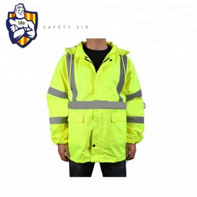 China CE EN20471 ANSI Winter Safety Reflective Jacket , 300D Fabric And Water Proof Zipper Tie for sale