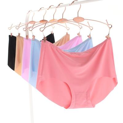 China QUICK DRY plus size ladies panties ice silk solid color mid-rise seamless one-piece briefs wholesale for sale