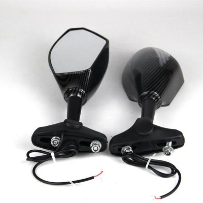 China Yongxin Carbon Fiber+Glass+LED Motorcycle Mirrors With Led For Yzf R6 Ninja 250R Ninja 650R Cbr1000Rr Cbr250R Cbr500R Rearview Mirror for sale