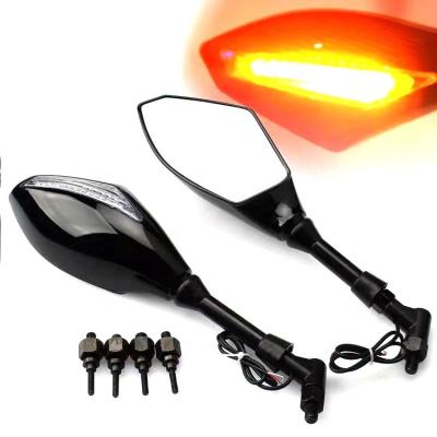 China Aluminum+Glass Yongxin Universal Motorcycle Accessories Scooter Mirror With Led Light Motorcycle Rear View Mirror For 10Mm Or 8Mm Threaded Bolt for sale