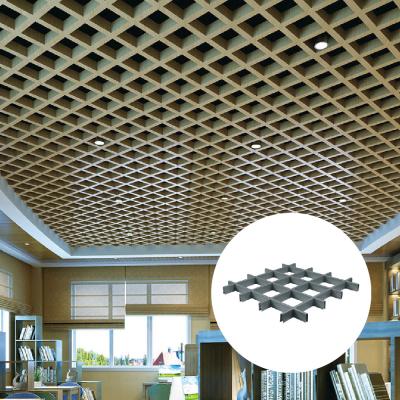 China Aluminum Lattice Ceiling Panels Custom Interior Decoration Perforated Metal Grid Ceiling for sale