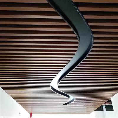 China Aluminium Baffle Ceiling U Shape Linear Square Tube Wood Pattern Metal Drop Ceiling Panels for sale