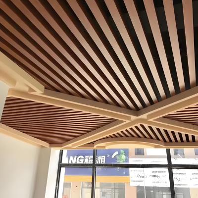 China Wooden Grain U Shape Stretch Aluminium Profile Ceiling Metal Suspended Profile Strip Ceiling for sale