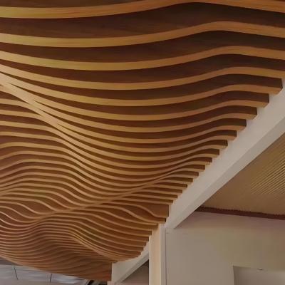 China 3D Design Office Aluminum Slat Ceiling , Wood Grain Suspended Metal False Ceiling for sale