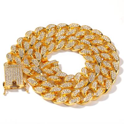 China Luxury Cuban Link Fashion Hip Hop Rock Jewelry Iced Out CZ Mens Necklace For Men for sale