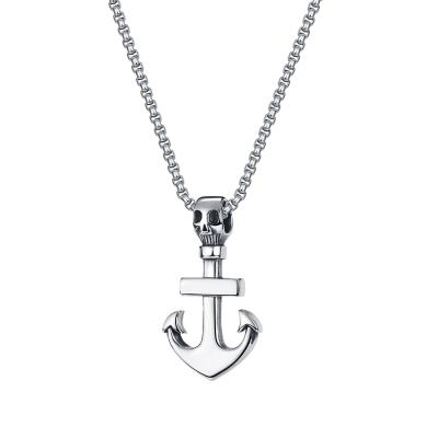 China Ship Punk Anchor Skull Stainless Steel Hiphop Fashion Style Pendant Necklace Jewelry for sale