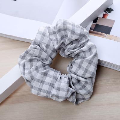 China Fashion Grids Wholesale Rough Scrunchie Elastic Hair Band Headwear Rubber Hair Tie For Women for sale