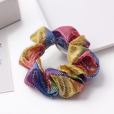 China Fashion Novelty Shiny Dot Scrunchies Hot Stamping Elastic Hair Bands For Women for sale