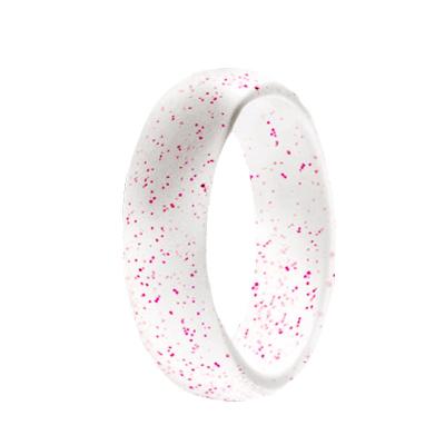 China 5.7mm Width New Customized Silicone Ring Environmental Friendly Silicone Sparkly Pink Ring For Women for sale