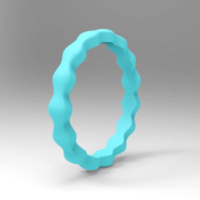 China Amazon Hot Sale 3mm Width Wave Grain Silicone Environmental Friendly Finger Rings For Women for sale