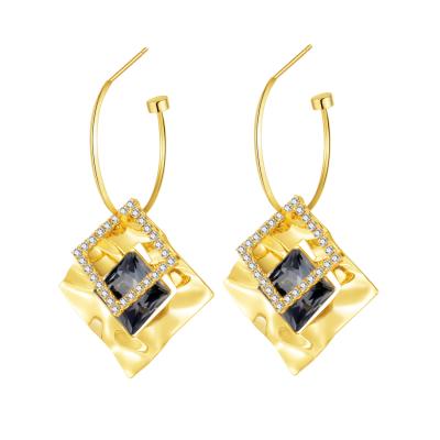 China Gold Plated Wholesale Popular Geometric Copper Gold Plated Circle Earrings Jewelry For Women for sale