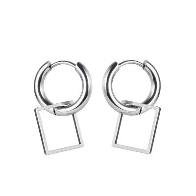 China Simple Hiphop Stainless Steel Geometric Trendy Earrings Punk Drop Earring For Men And Women for sale