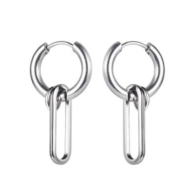 China Hiphop Hot Selling Drop Earrings Stainless Steel Geometric Circle Earrings For Men And Women for sale