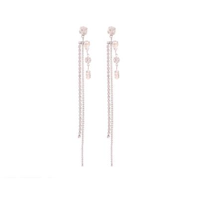 China Vintage Eco Friendly Wholesale Long Zircon Tassel Earrings For Women for sale