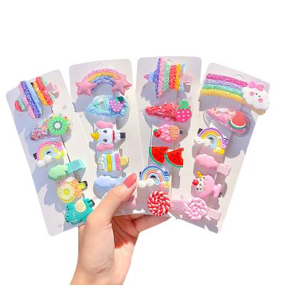 China 6pcs Cartoon Cloud Lollipop Rainbow Hairpins Bobby Pin Hair Clips Girls Children Headband Cute Environmentally Friendly Accessories for sale