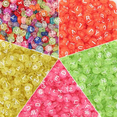 China Transparent Colorful Oil Drip 26 Alphabet Beads Letter Beads For DIY Jewelry Accessories for sale