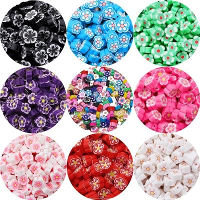 China Bead Blowing 50pcs/lot 10mm Clay Flower Mix Color Polymer Loose Spacer Beads For Jewelry Making Bracelets Necklace DIY Earrings Accessories for sale