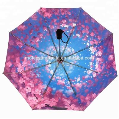 China Contemporary Custom Put In Backpack Cheap Beautiful Inside Flower Digital Full Print Umbrella for sale