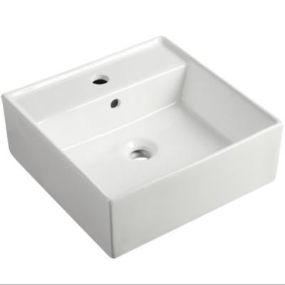 China Modern Rectangle Over Counter Porcelain Bathroom Vessel Vanity Sink Art Basin Ceramic Cupc for sale