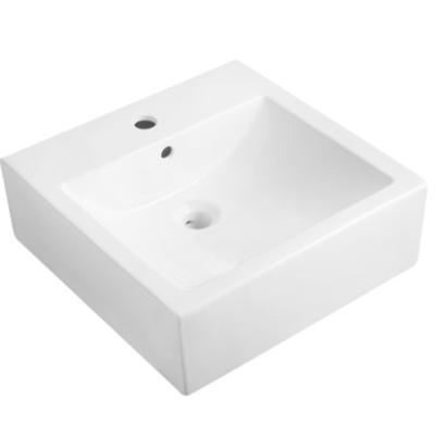 China Modern Bathroom Basin Ware Rectangle Dining Ceramic Sanitary Sink With Connecting Hole for sale