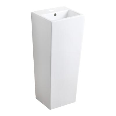 China Factory Wholesale Easy Clean One Piece Pedestal Wash Basin Ceramic Basin for sale