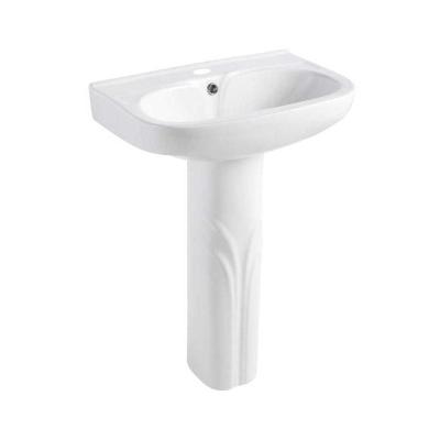 China 2021 Easy Clean Cheap Cost Effective Floor Mounted Ceramic Pedestal Wash Basin Vanity Basin New Design for sale