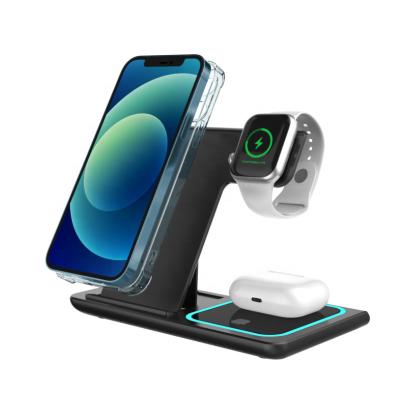 China 3 in 1 Wireless Charger 3 in 1 Multi Charging Smart Fast Charging Lamp Desktop Universal Wireless Charging Station for iPhone AirPods Watch for sale