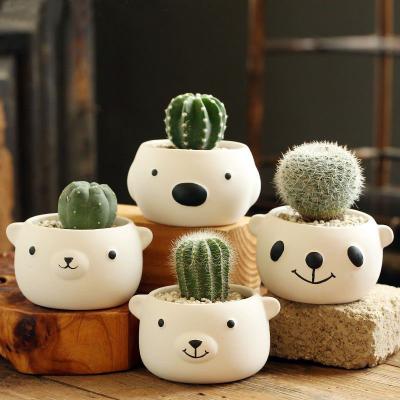 China Creative high quality durable design flower pot 9.5cm high, diameter 8.2cm high, small white succulent animal flower pot for sale