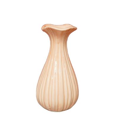 China Durable High Quality Creative Diameter 4.8 Cm 12.5 Cm High Flower Design Rose Vertical Pattern Lace Up Small Mouth Vase for sale